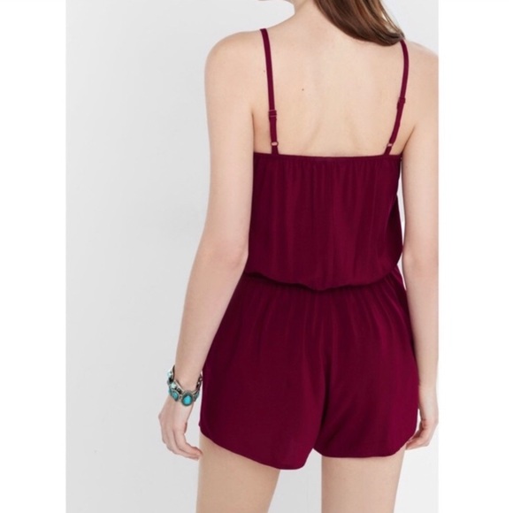 Express Maroon Strappy Romper with Pockets | Sz S - Picture 2 of 7